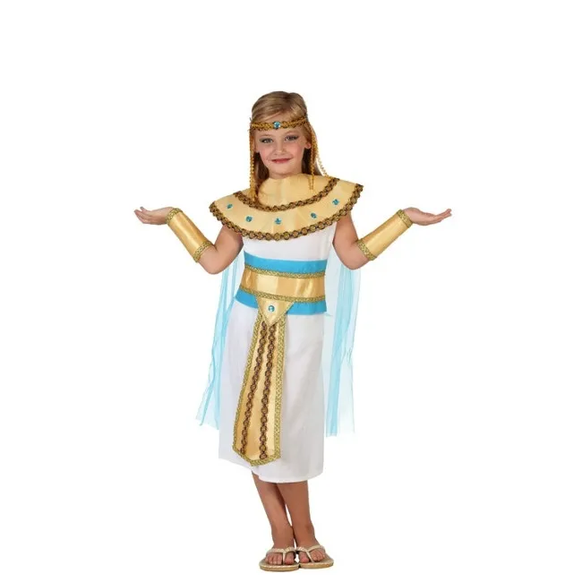 Costume da faraone egiziano dorato e blu per bambina