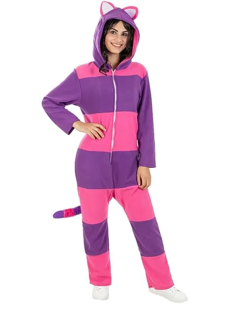 Costume da gatto del Cheshire (Stregatto) onesie per adulto