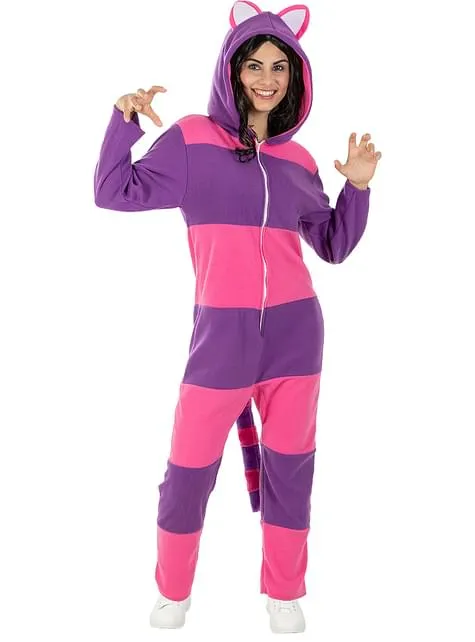 Costume da gatto del Cheshire (Stregatto) onesie per adulto