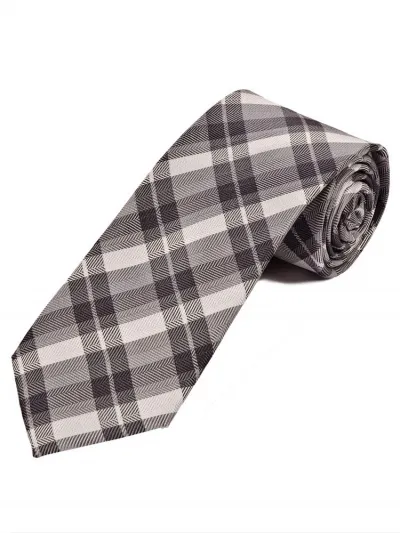 Cravatta overlong con motivo Glencheck nero grigio chiaro