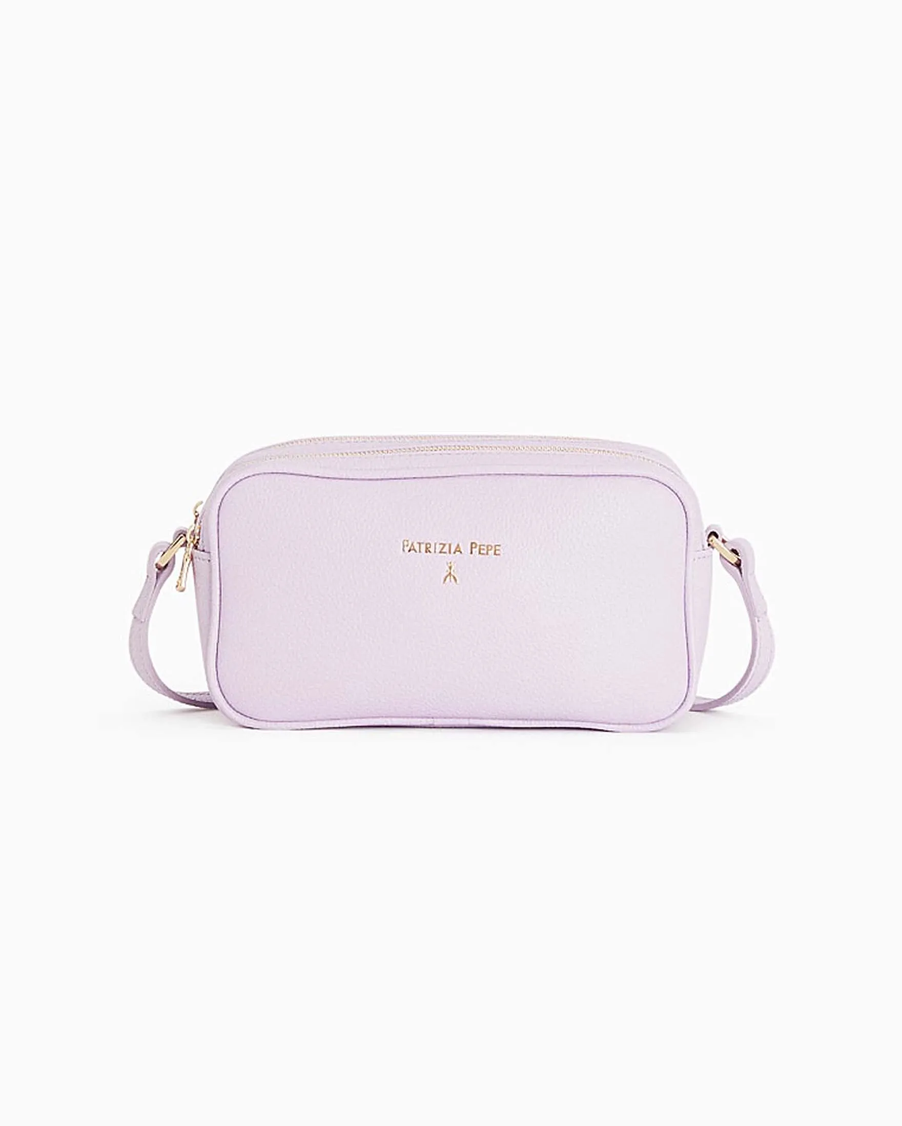 Cross bag color lime dalla linea allungata in pelle con scritta logo dorata sul davanti