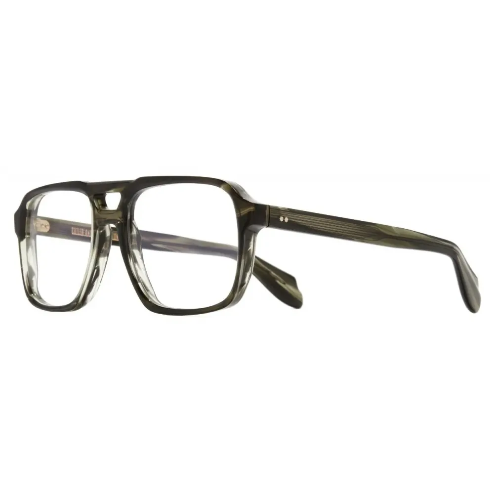 Cutler & Gross - 1394 Aviator Optical Glasses - Striped Green Havana - Luxury - Cutler & Gross Eyewear