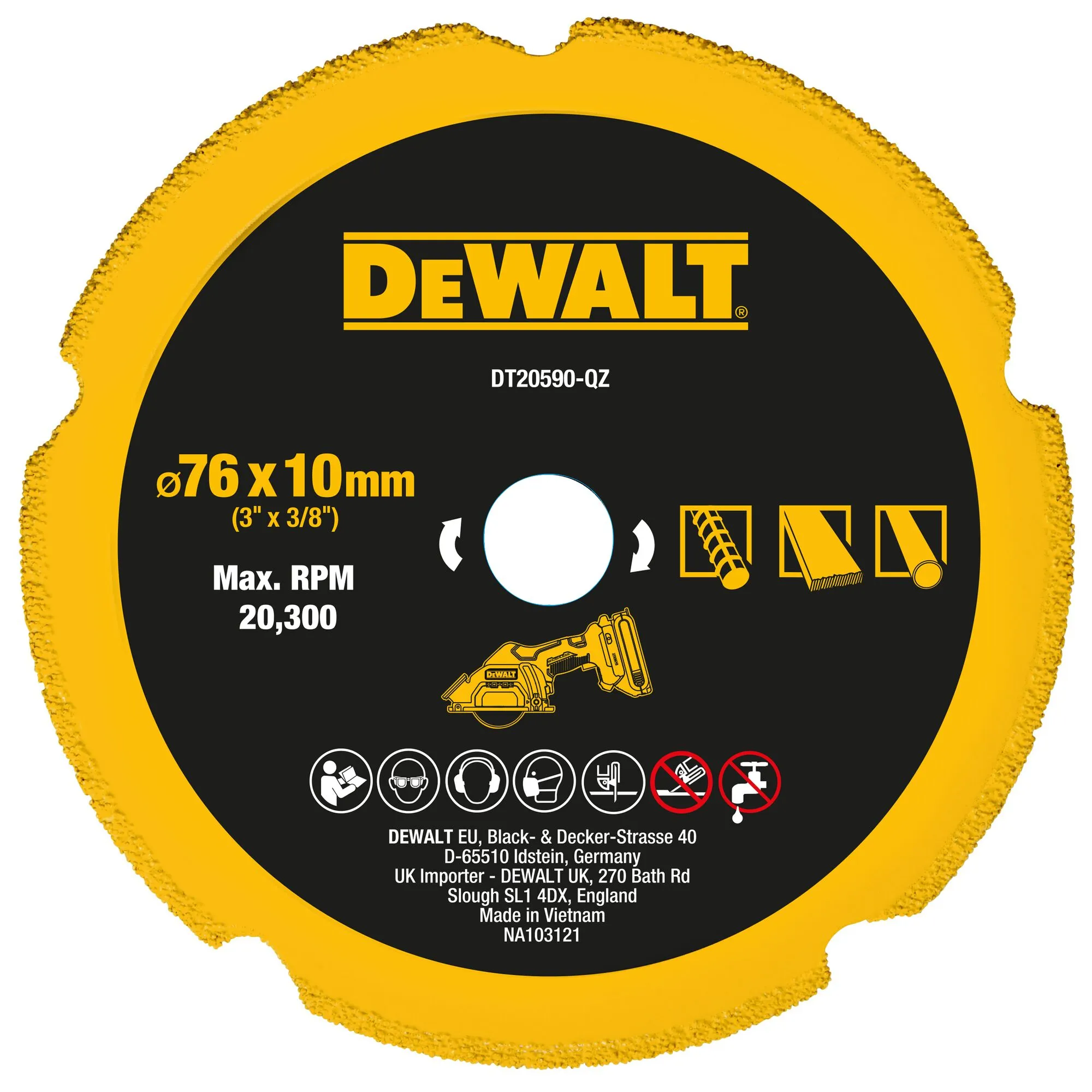 Cutting Disc in Diamante DeWALT, Ø 76mm