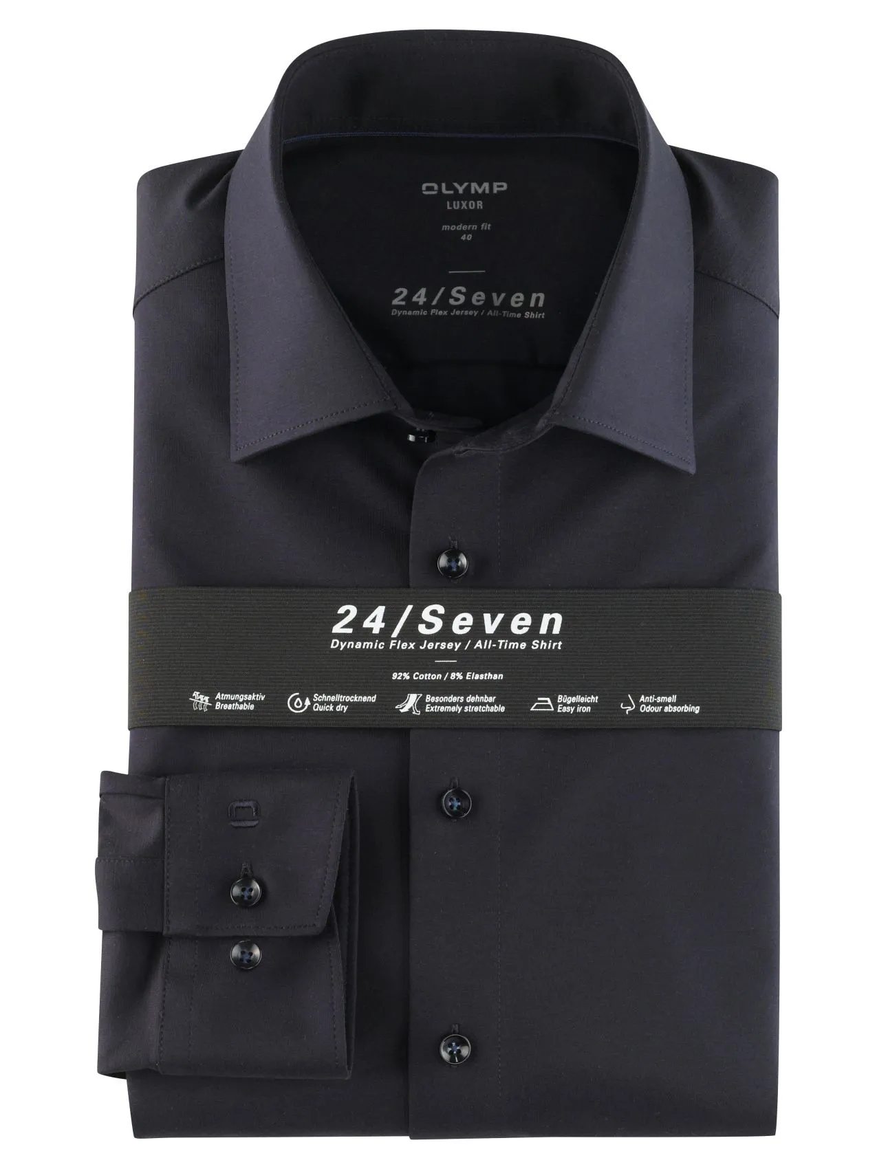 Dark blue jersey shirt olymp modern fit