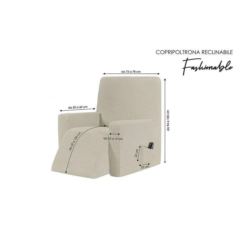 DATEX Copripoltrona reclinabile elastico FASHIONABLE con tasca, grigio chiaro