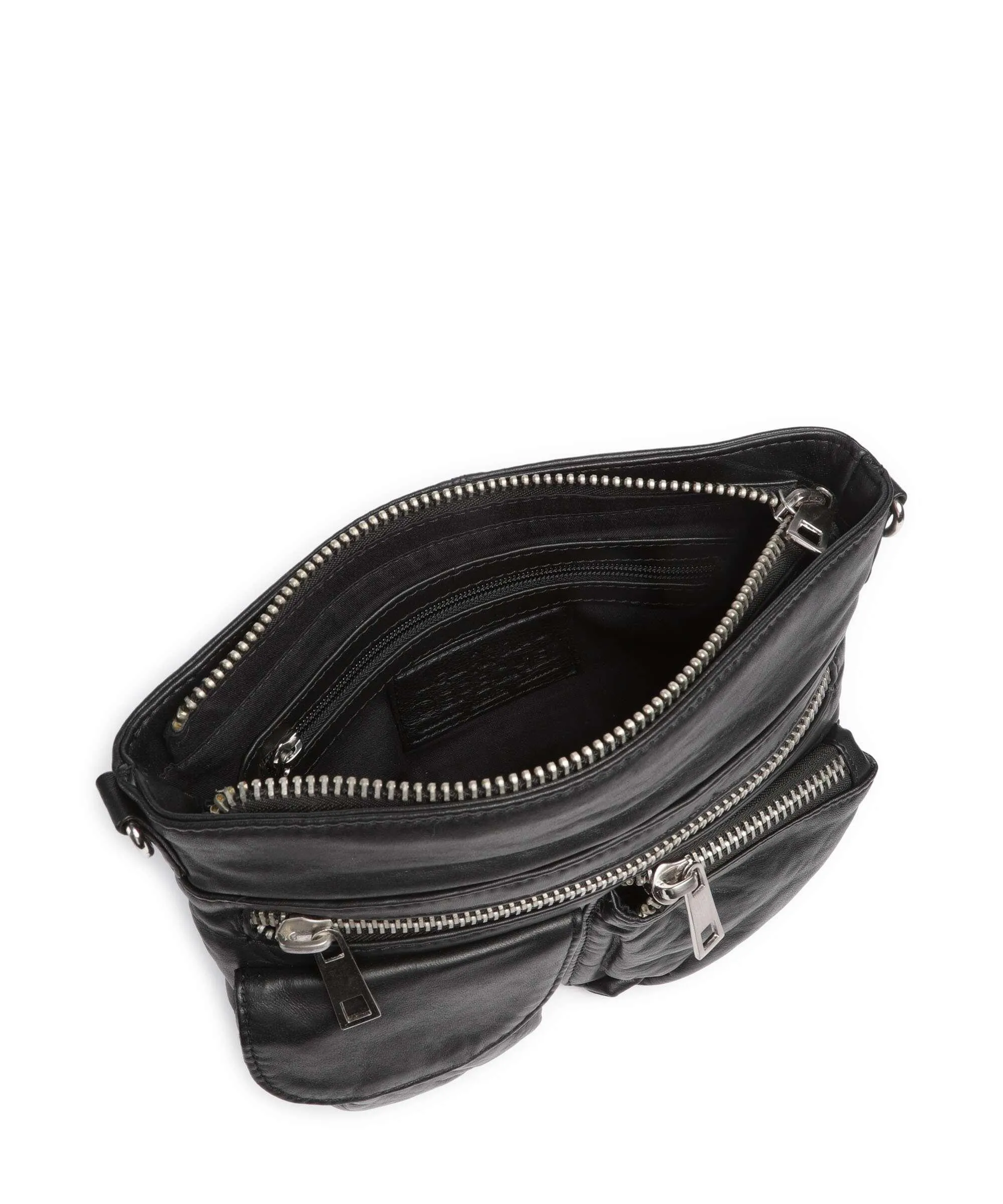  Depeche Power Field Borsa a spalla pelle di pecora nero  