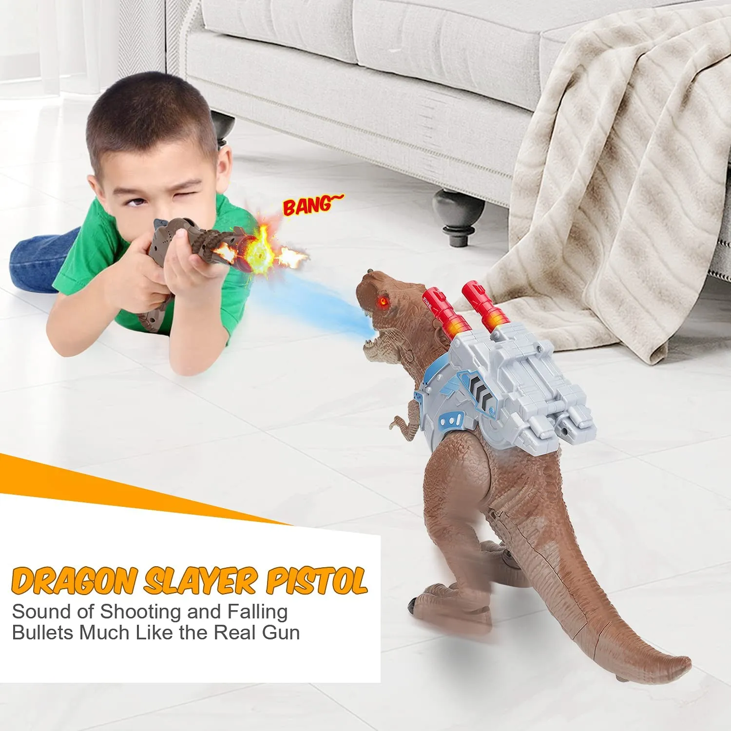 Dinosauro Telecomandato Giocattolo - Dinosauri per Bambini Giochi Animali T Rex Drago Gadget con funzione Spruzzare e Suoni per 