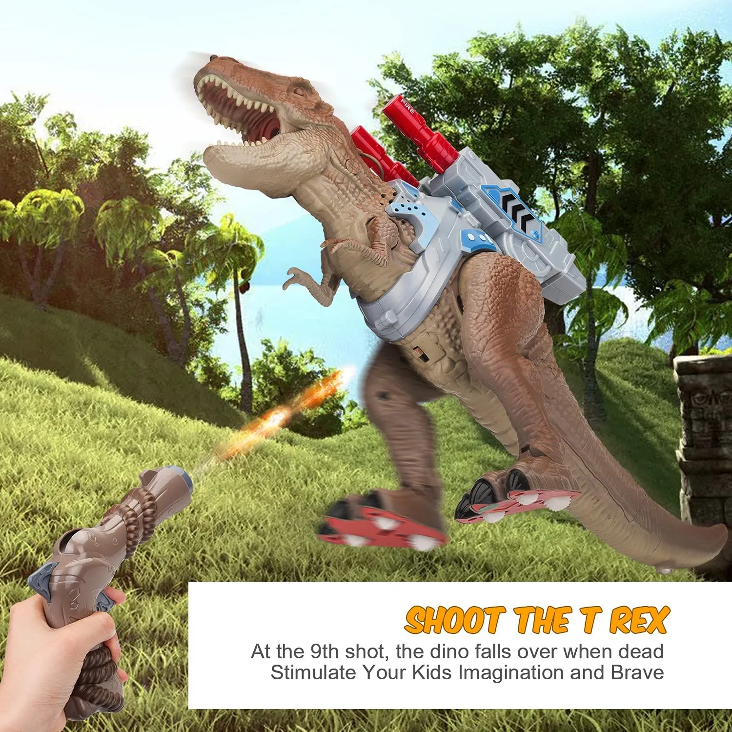 Dinosauro Telecomandato Giocattolo - Dinosauri per Bambini Giochi Animali T Rex Drago Gadget con funzione Spruzzare e Suoni per 