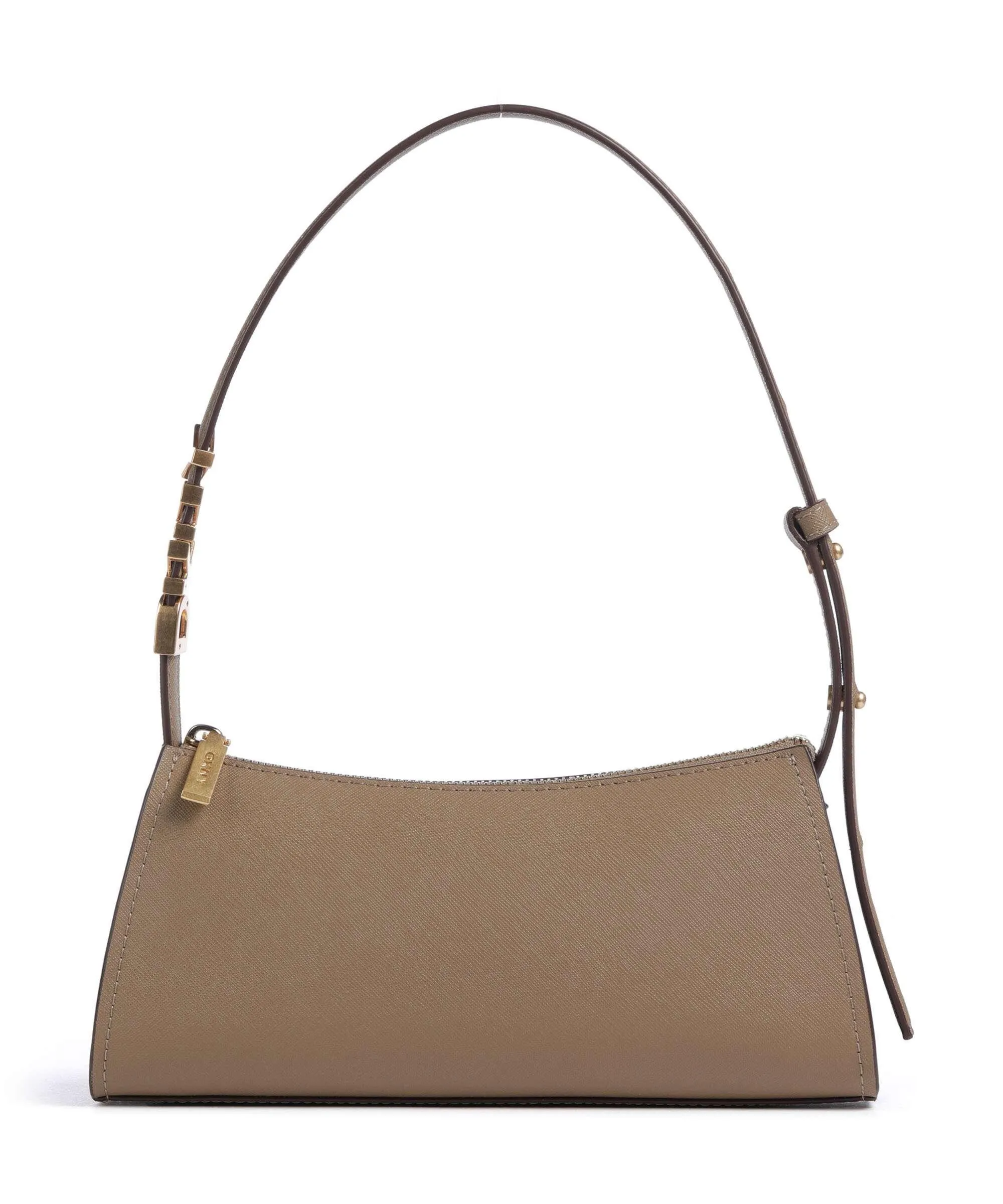  DKNY Avril Borsa a spalla pelle di vacchetta saffiano marrone chiaro  