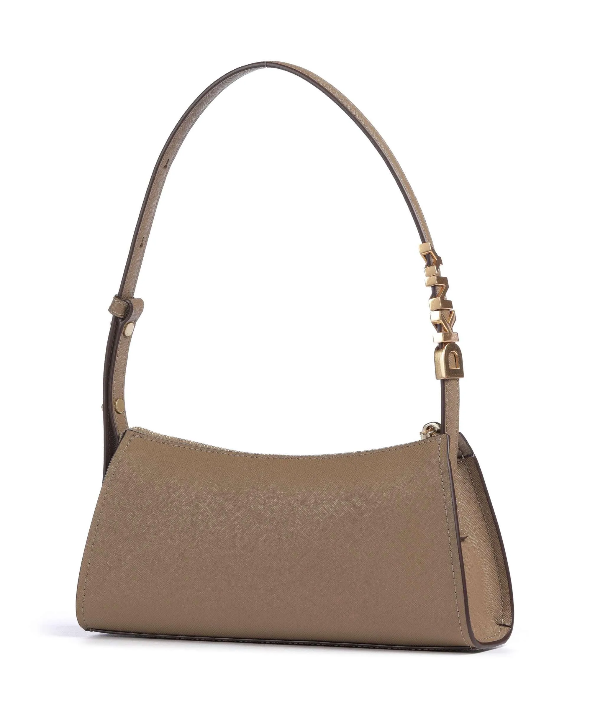  DKNY Avril Borsa a spalla pelle di vacchetta saffiano marrone chiaro  