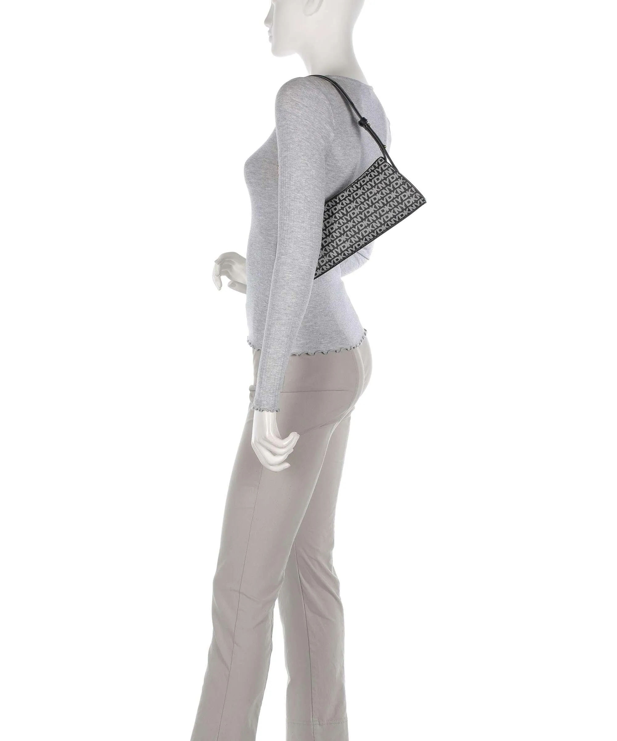  DKNY Avril Borsa a spalla pelle sintetica nero/bianco  