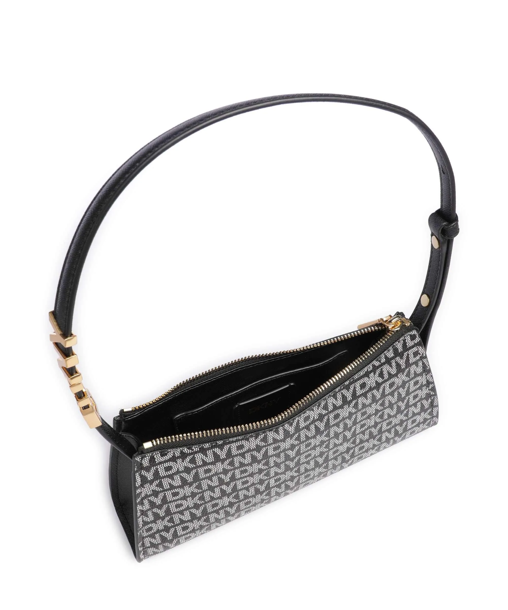  DKNY Avril Borsa a spalla pelle sintetica nero/bianco  