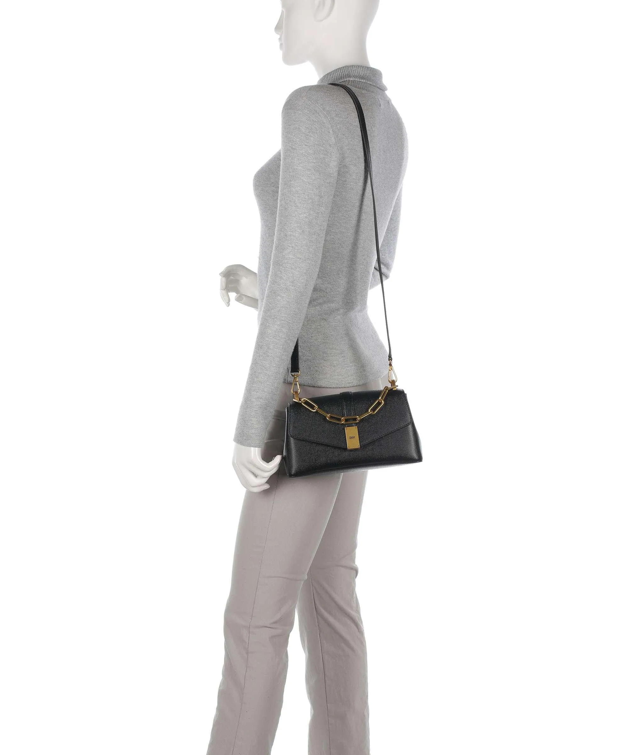  DKNY Conner Borsa a mano pelle di vacchetta grana nero  