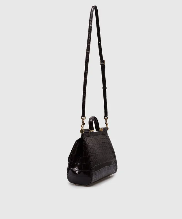 Dolce&Gabbana Borsa a tracolla marrone SICILY realizzata in pelle di coccodrillo BB6002A2R08