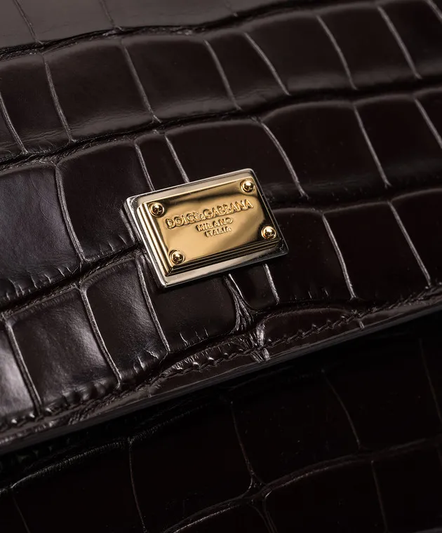 Dolce&Gabbana Borsa a tracolla marrone SICILY realizzata in pelle di coccodrillo BB6002A2R08