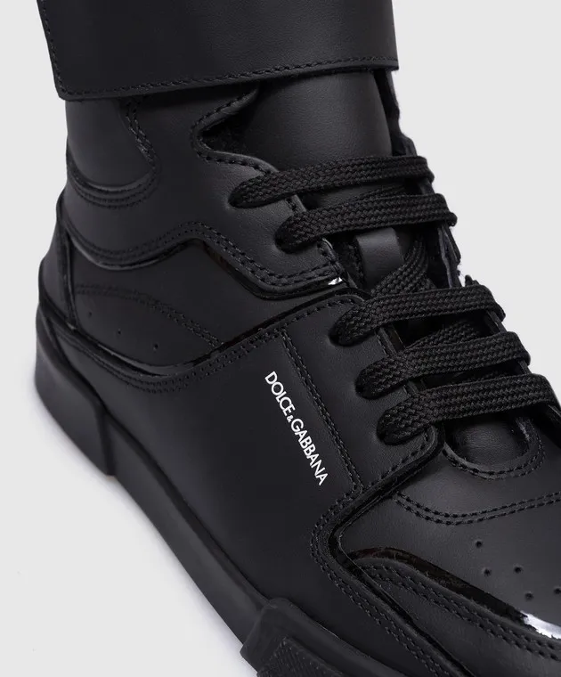 Dolce&Gabbana Scarpe alte da bambino in pelle nera con pelliccia DA5235AB2763036