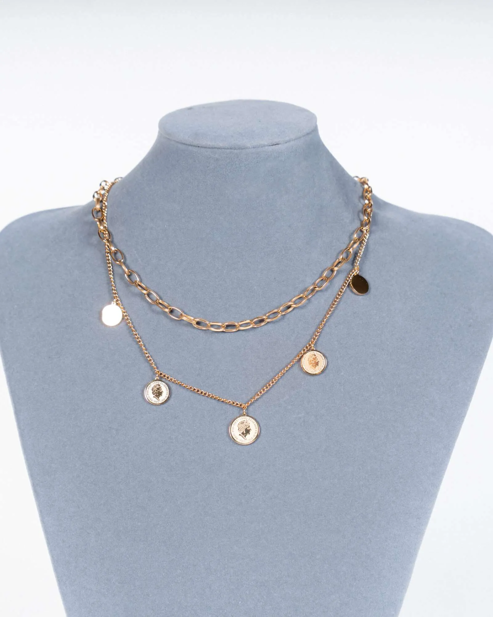 Doppia collana con monete - Oro