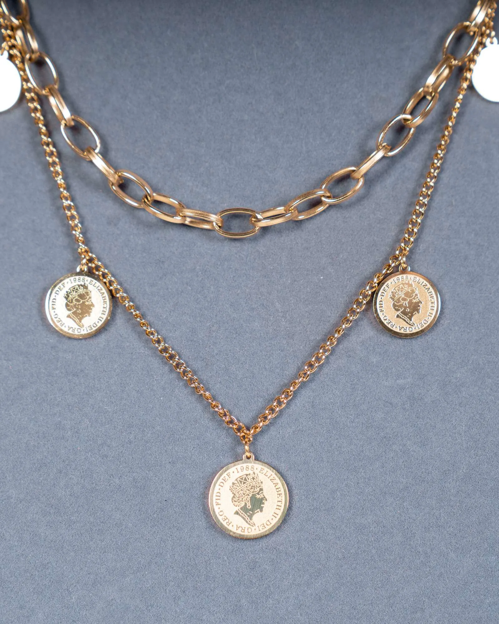 Doppia collana con monete - Oro