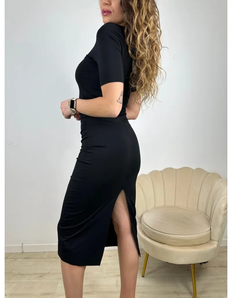 DRESS CON DRAPPEGGIO LUMINA NERO