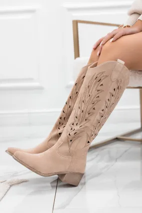 EASY - Stivali beige camperos traforati