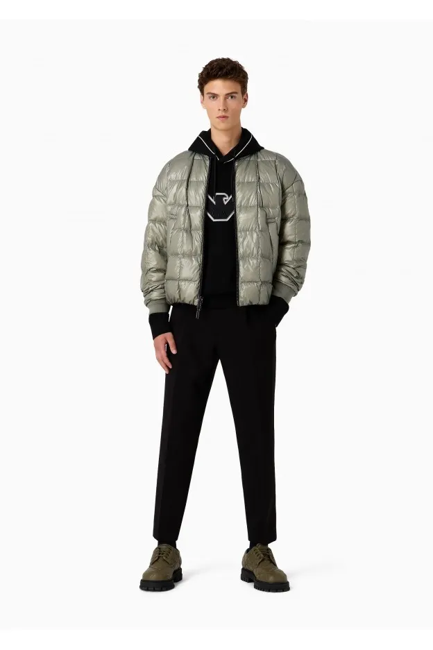 Emporio Armani Felpa in double jersey con cappuccio e logo a rilievo