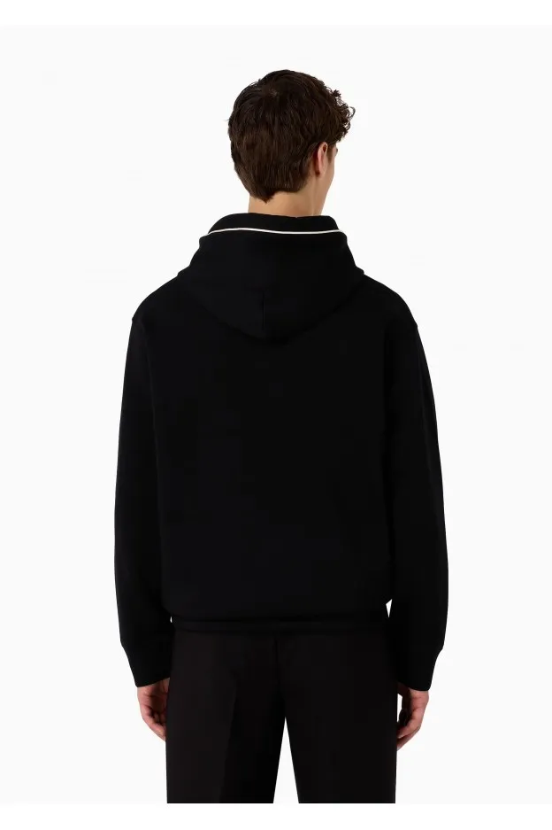 Emporio Armani Felpa in double jersey con cappuccio e logo a rilievo