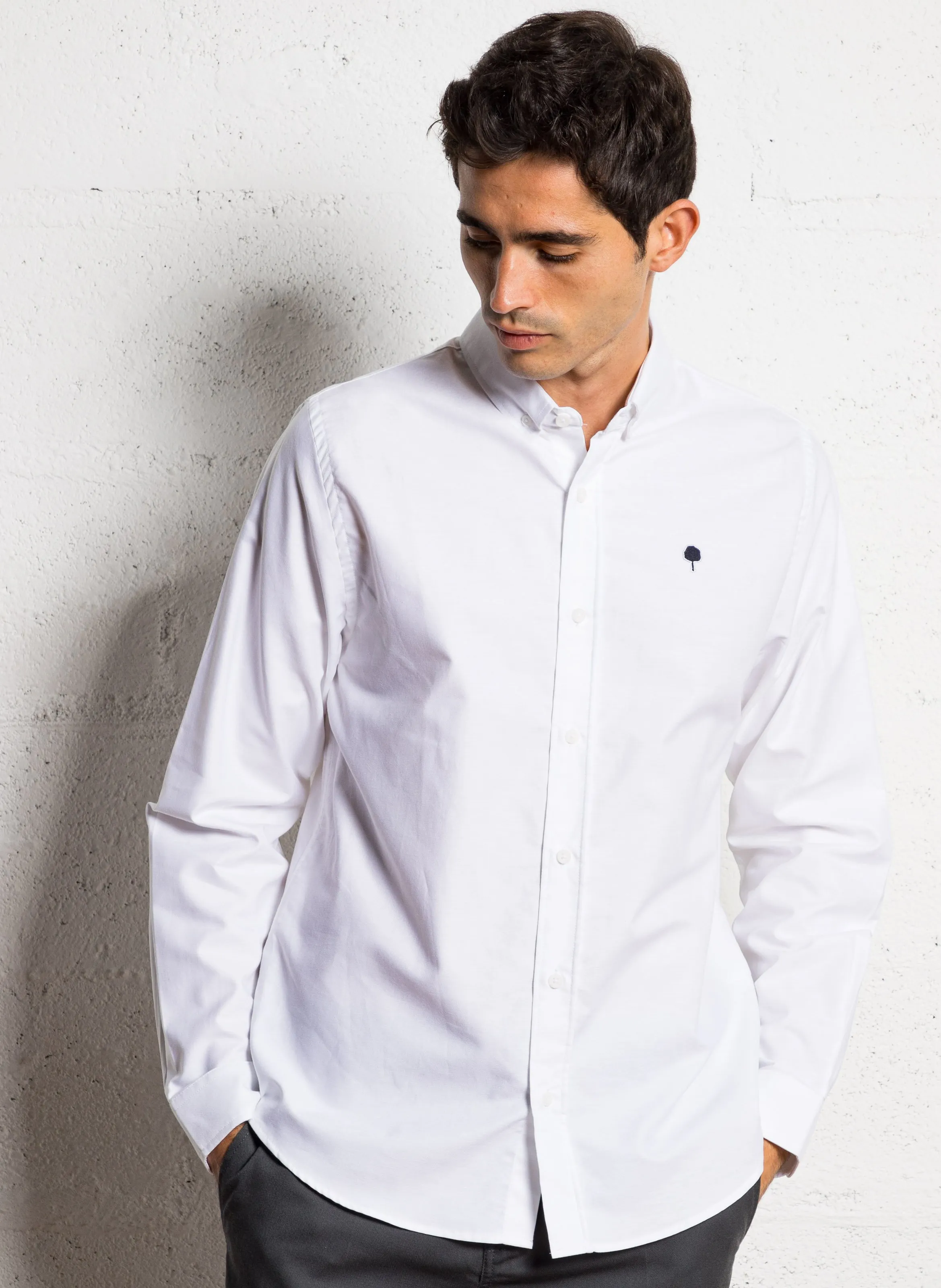  FAGUO   IVOY - Camicia con collo button down in misto cotone bio | Bianco