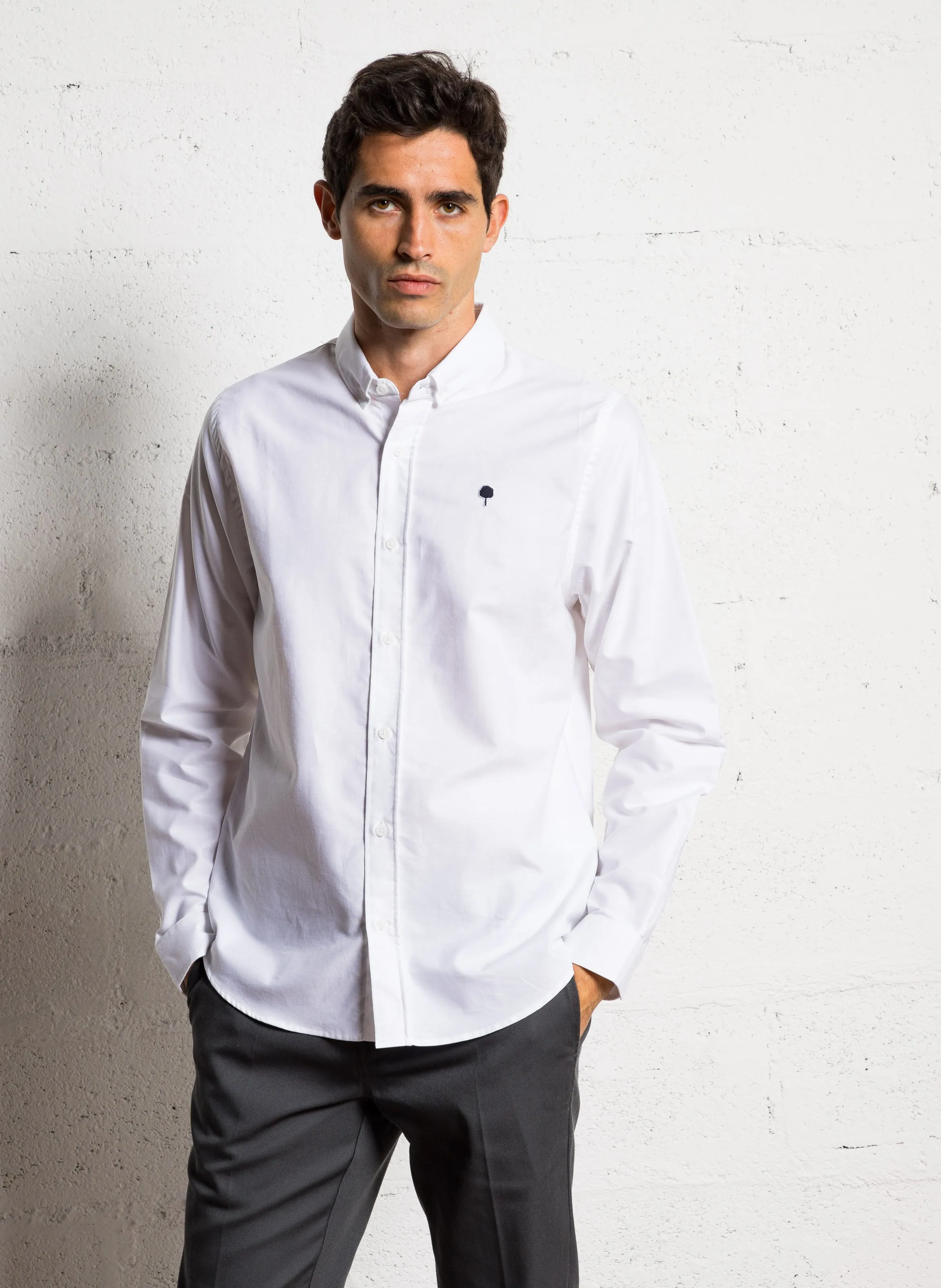  FAGUO   IVOY - Camicia con collo button down in misto cotone bio | Bianco