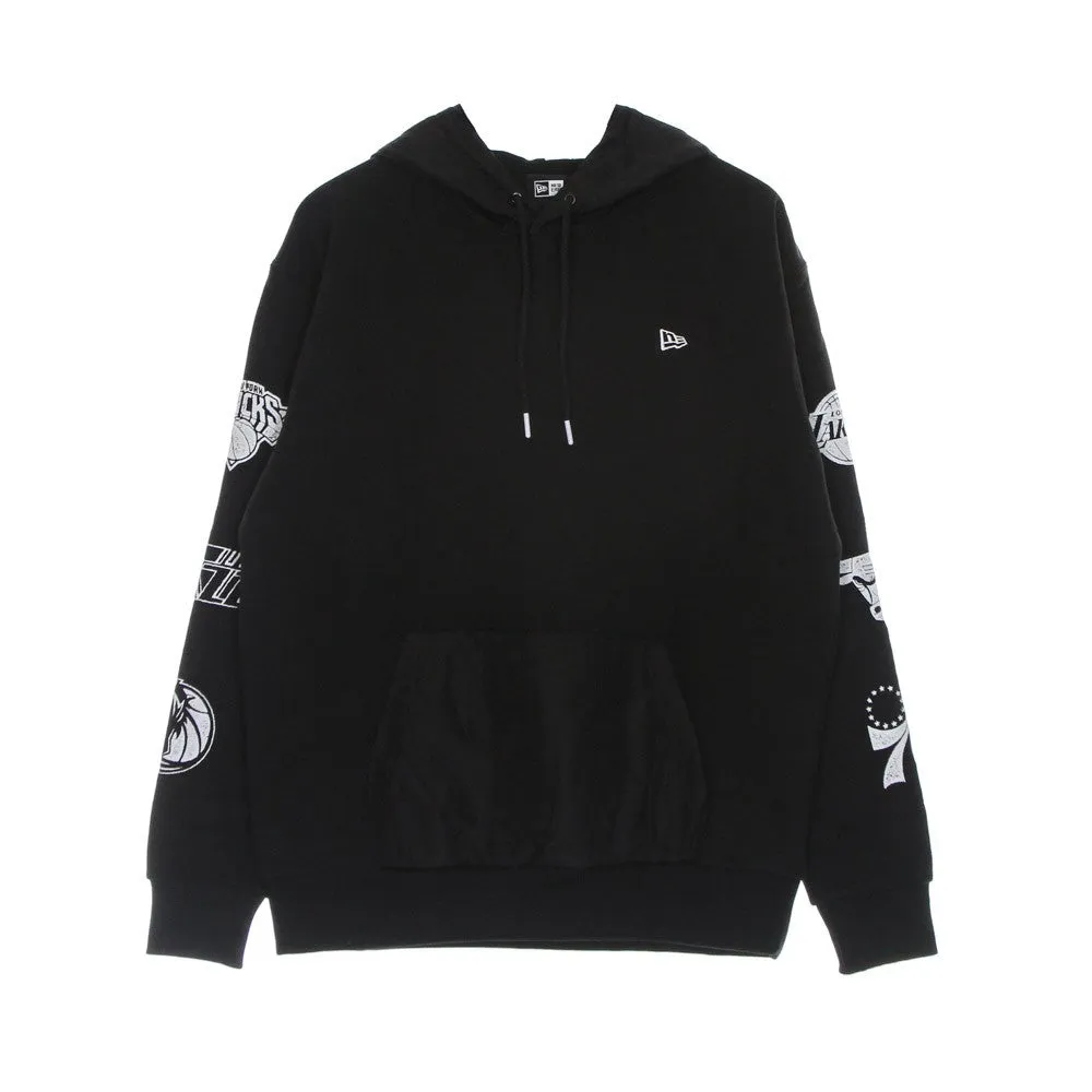 Felpa Cappuccio Uomo Nba Distressed Sleeve Print Hoodie Black