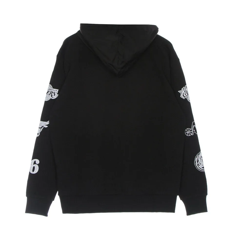 Felpa Cappuccio Uomo Nba Distressed Sleeve Print Hoodie Black
