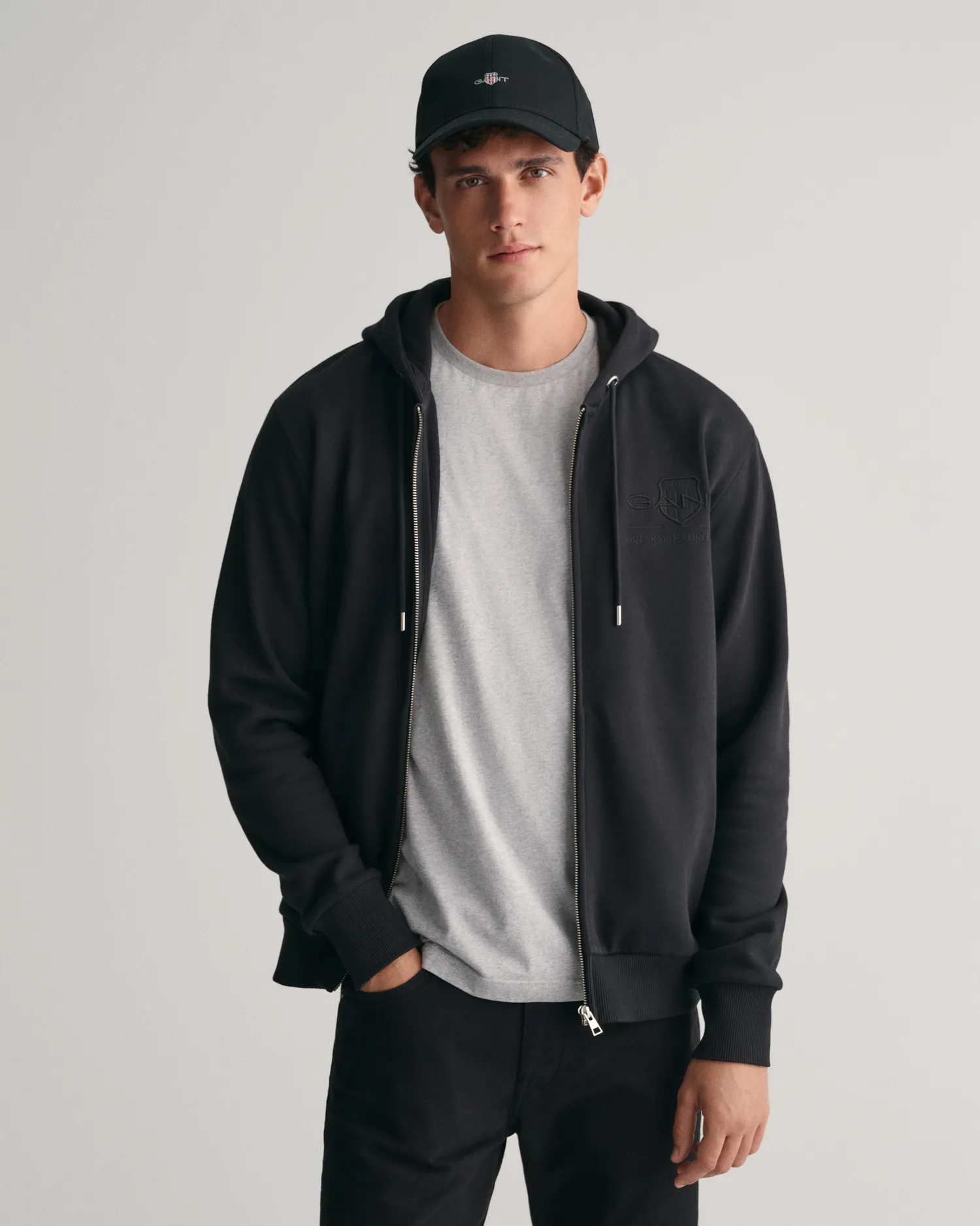 Felpa con zip e cappuccio Tonal Shield    