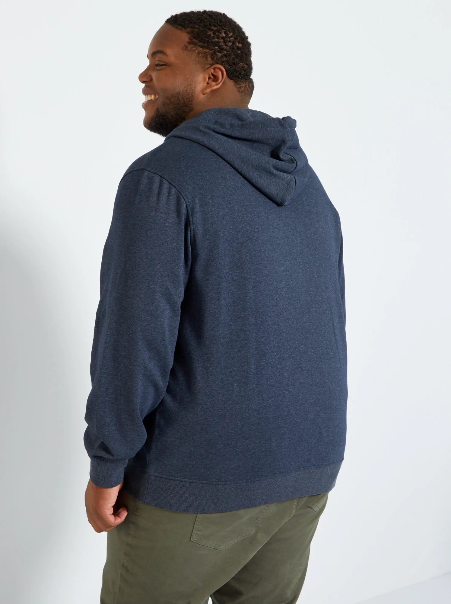 Felpa con zip in tessuto felpato - - BLU
