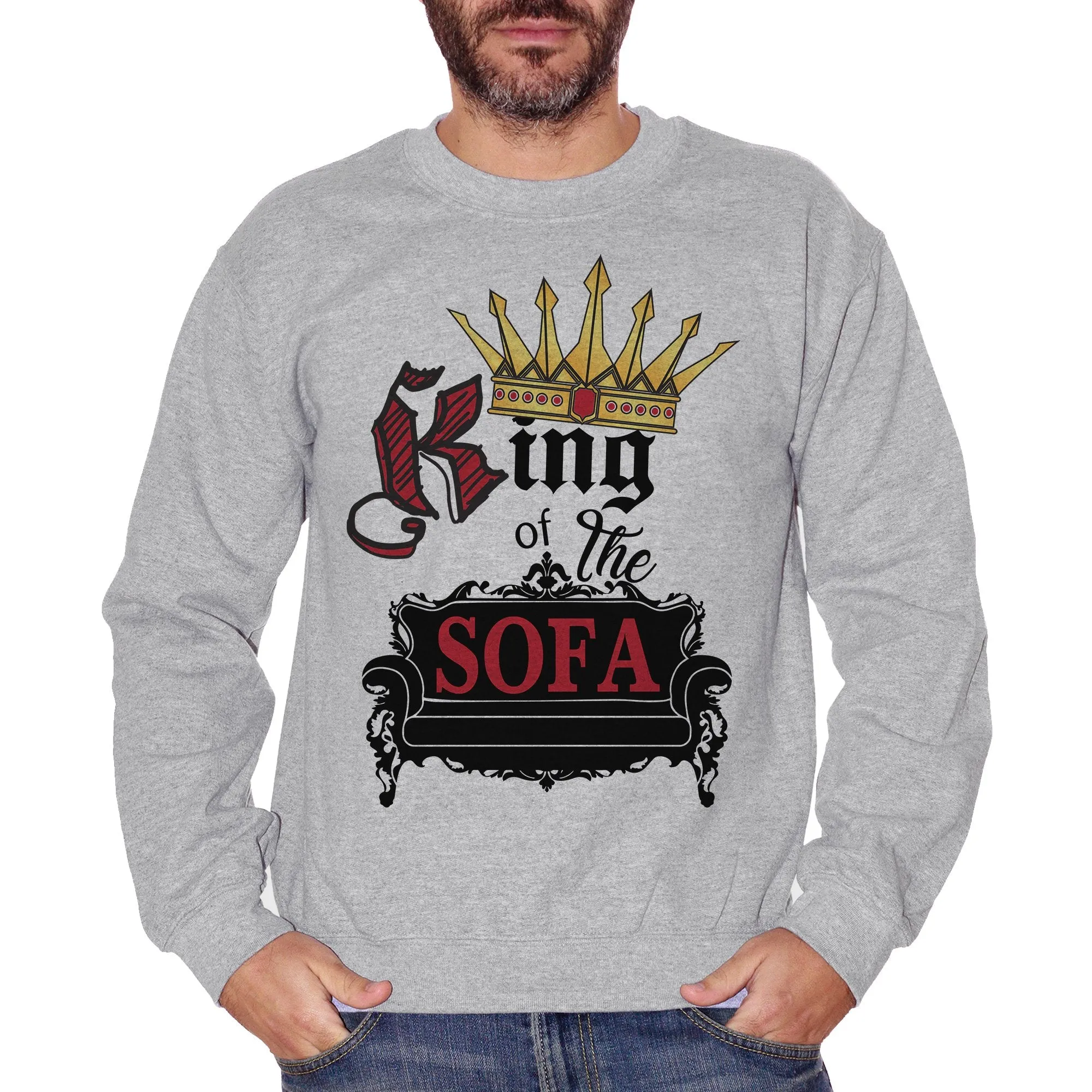 Felpa Girocollo King of the Sofa - Re Del Divano Frasi Divertenti - Funny Choose ur Color