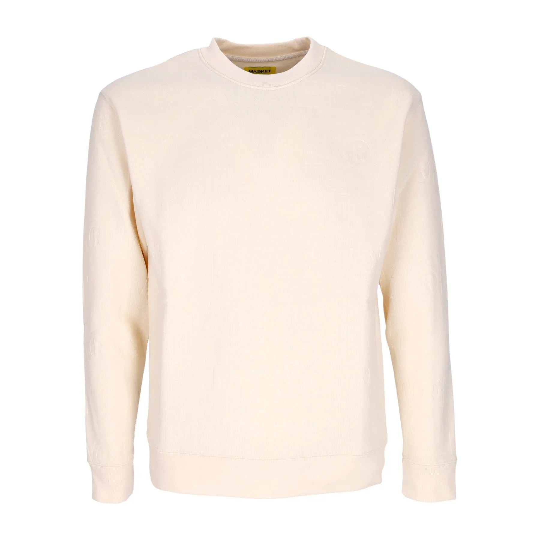 Felpa Girocollo Uomo Emboss Print Fleece Crewneck Coconut