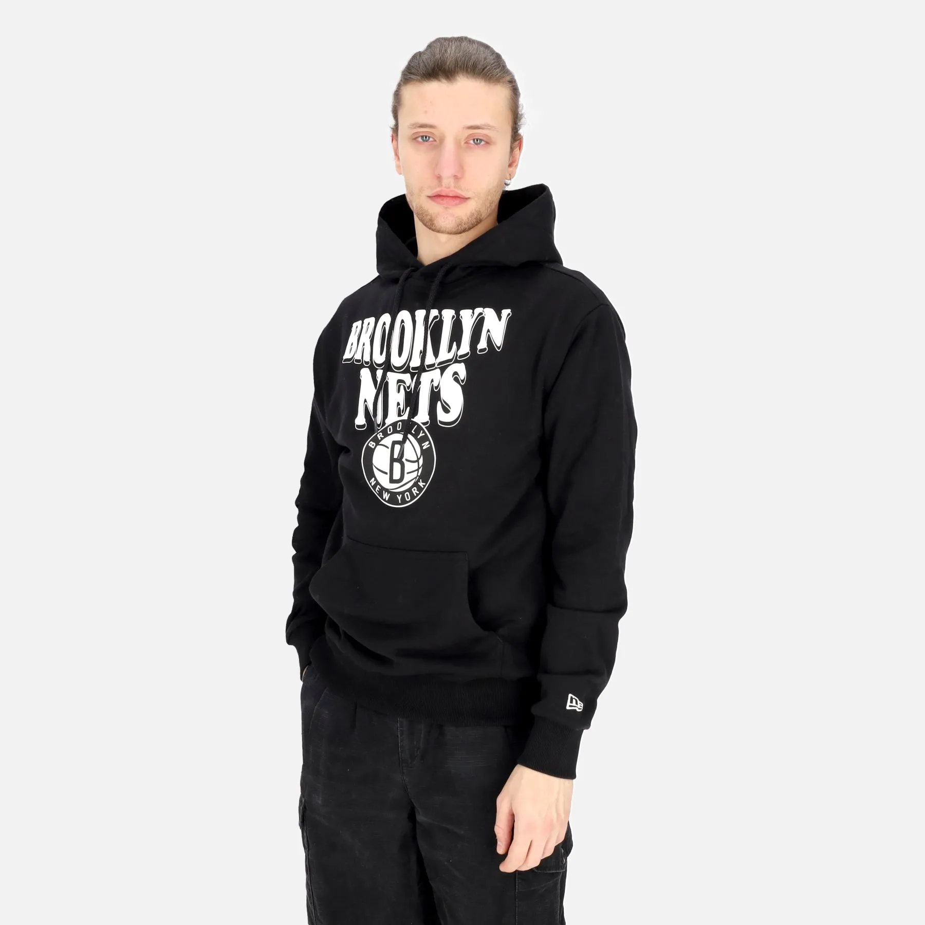 Felpa Leggera Cappuccio Uomo Nba Script Oversize Hoodie Bronet Black/white