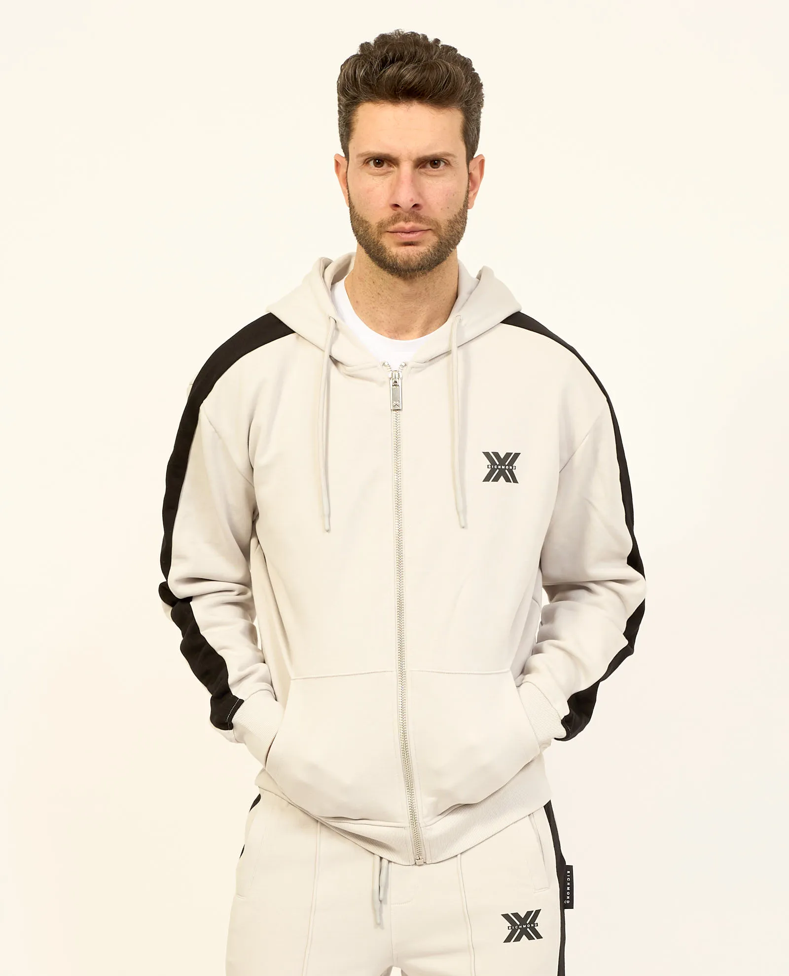 Felpa uomo Richmond X in cotone con cappuccio e zip