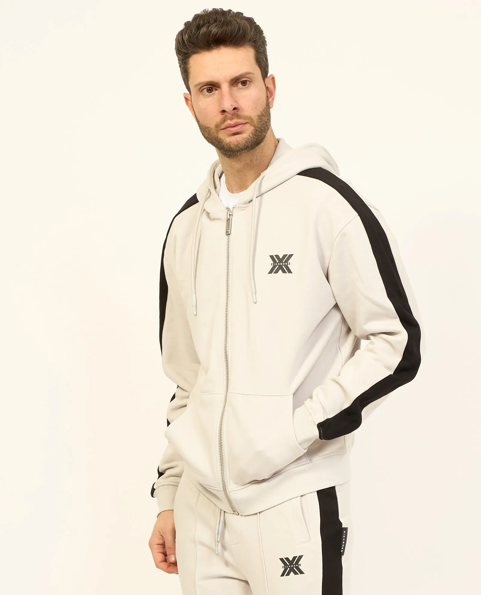 Felpa uomo Richmond X in cotone con cappuccio e zip