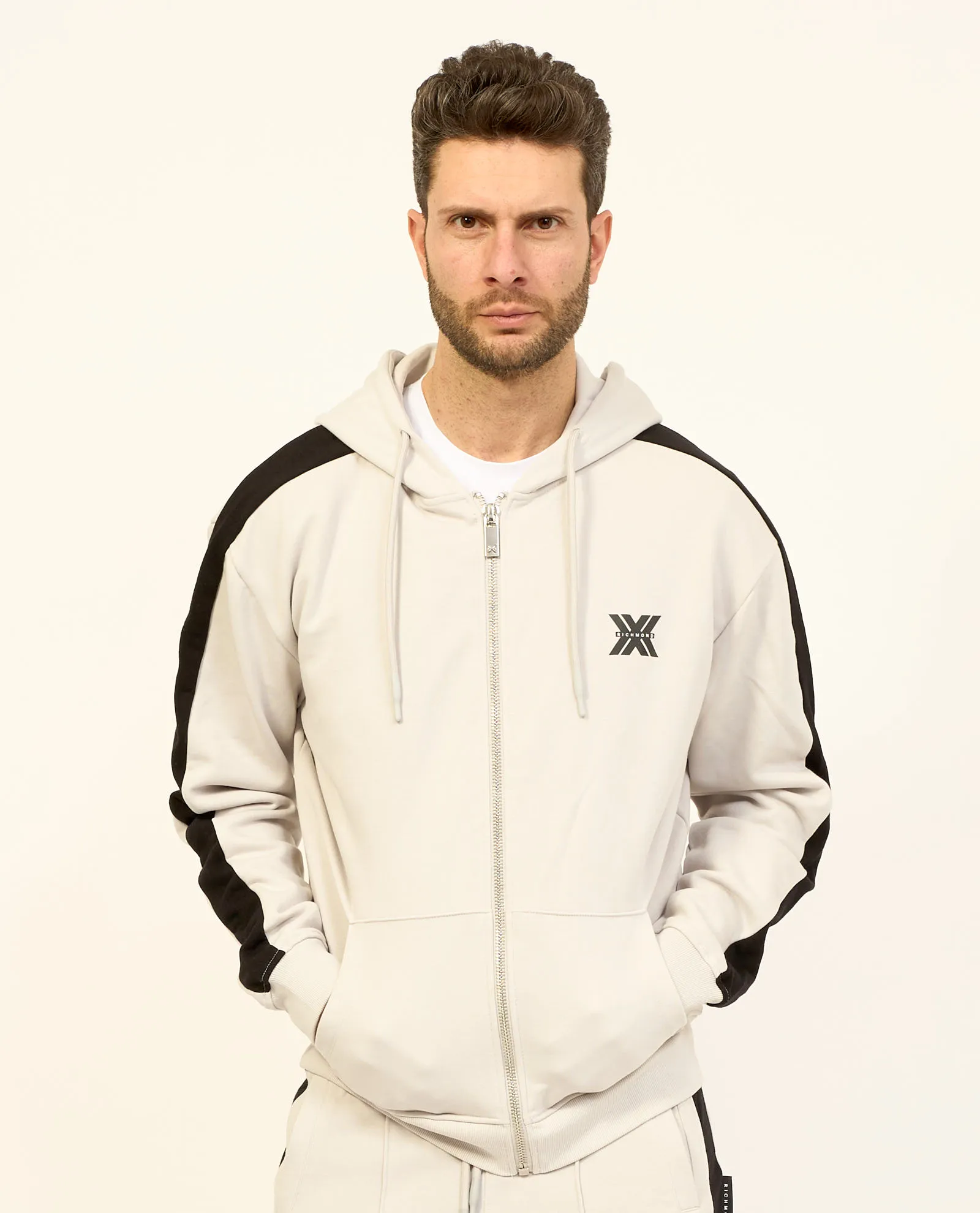 Felpa uomo Richmond X in cotone con cappuccio e zip