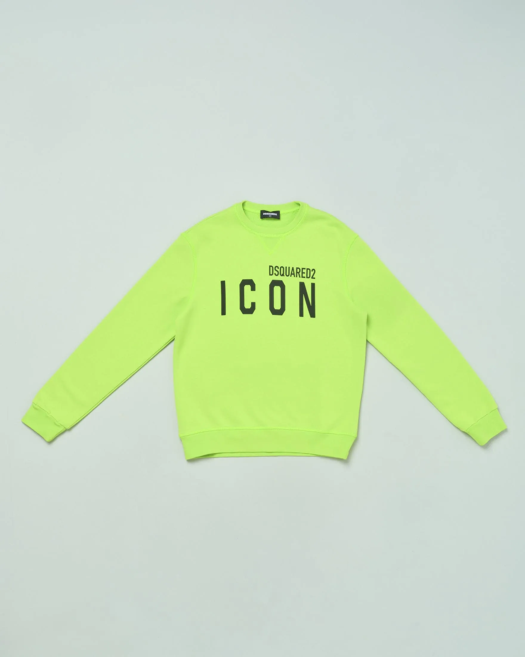 Felpa verde girocollo in cotone con scritta logo ICON nera 10-16 anni
