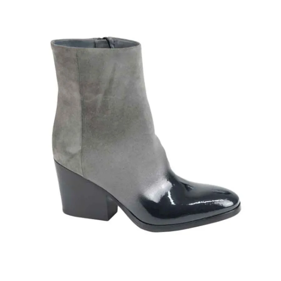 Fiori francesi tronchetto texano donna camosco vernice grigio