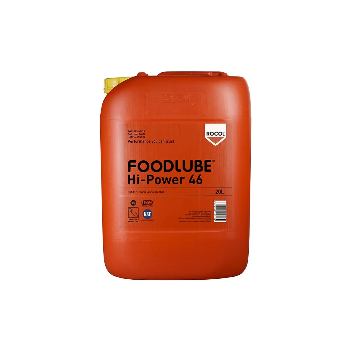 Foodlube Hi-Power 46 Lubrificante polivalente Polialfaolefina da 20L, idoneo ad uso alimentare
