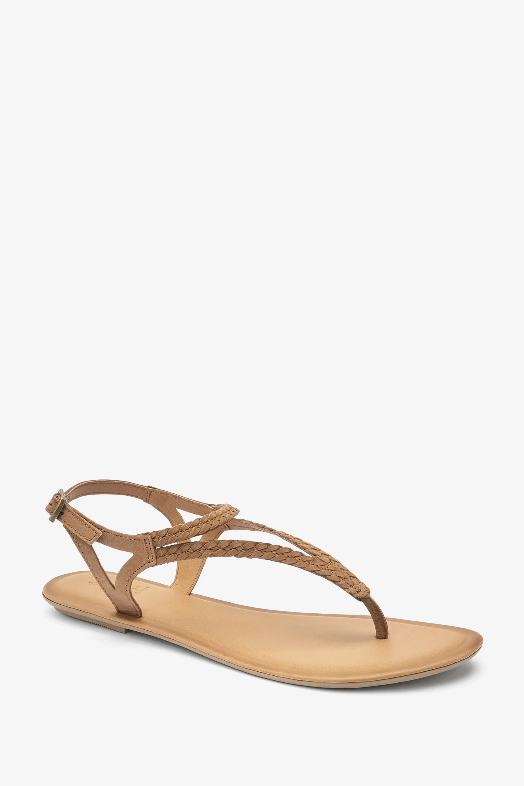 Forever Comfort® - Sandali piatta infradito in pelle intrecciata