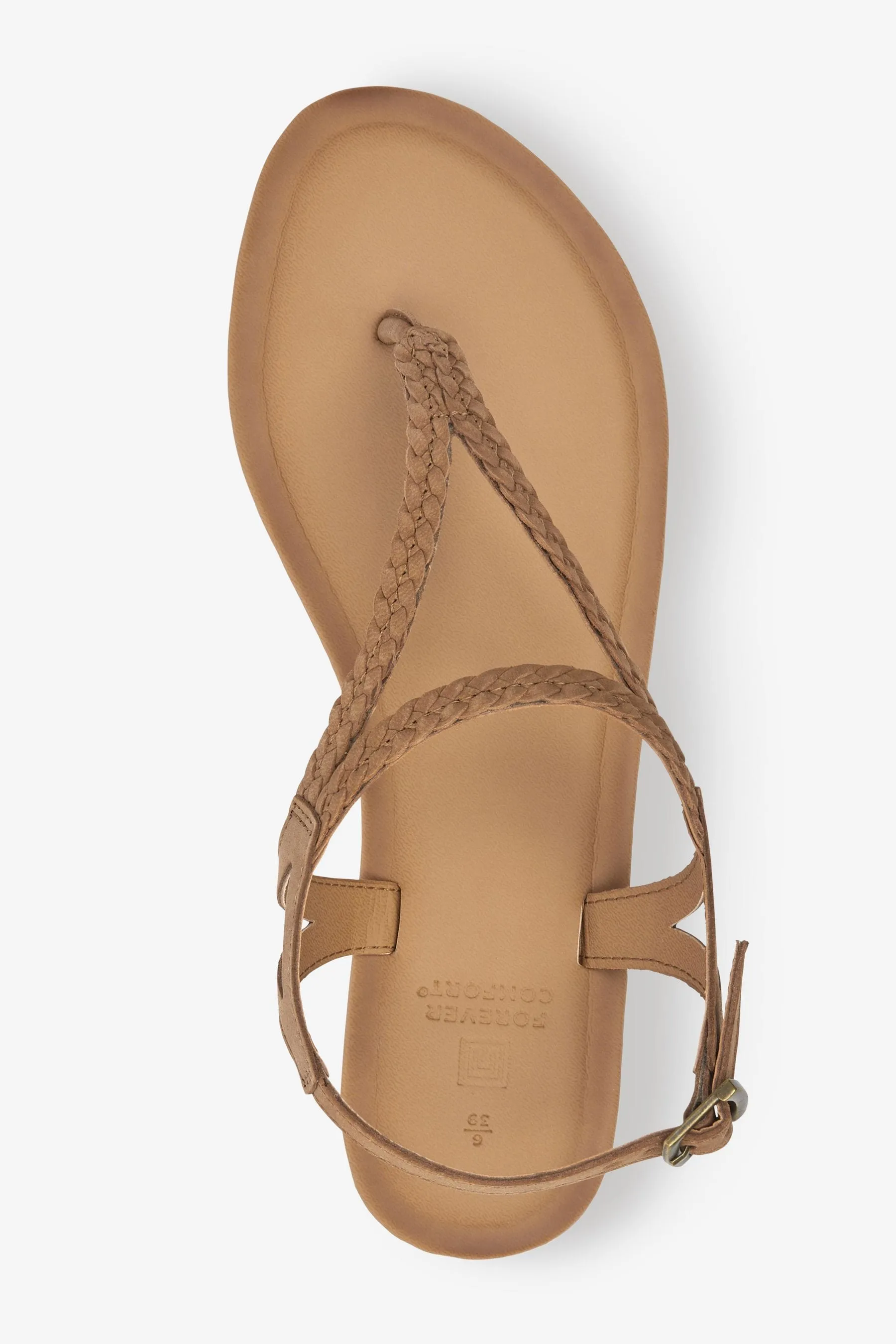 Forever Comfort® - Sandali piatta infradito in pelle intrecciata