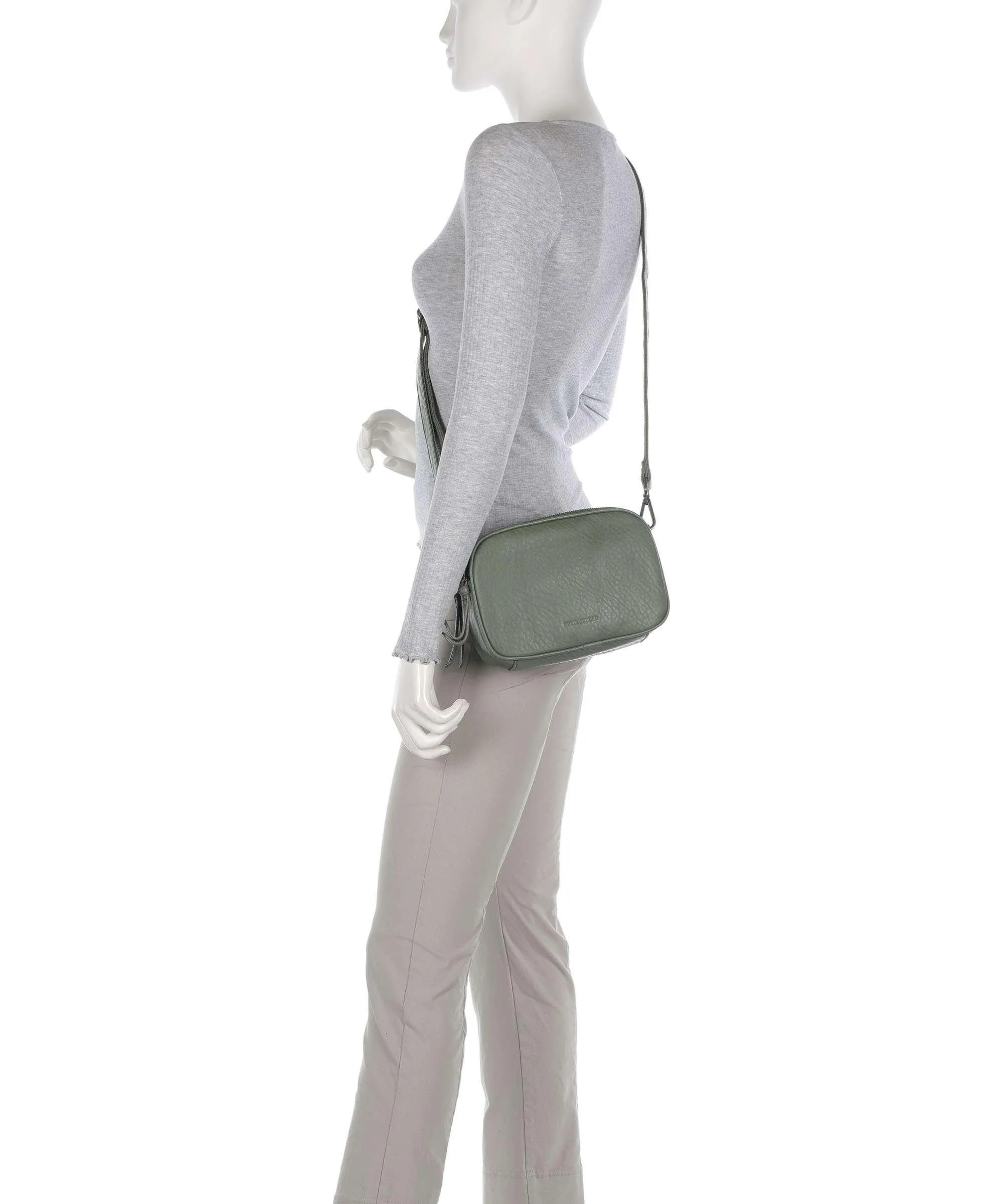  FredsBruder Lunar Borsa a tracolla pelle granulata grigio-verde  