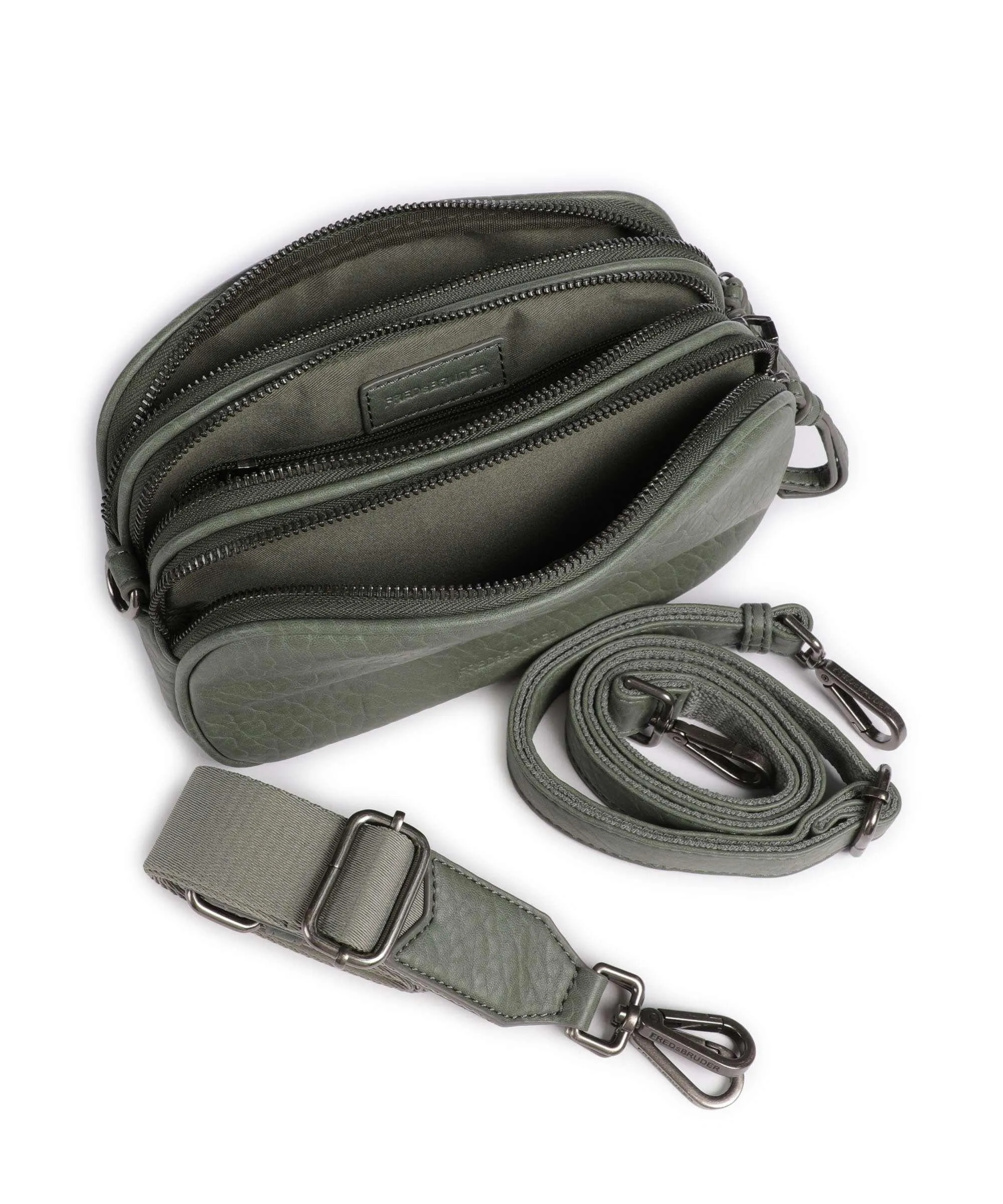  FredsBruder Lunar Borsa a tracolla pelle granulata grigio-verde  