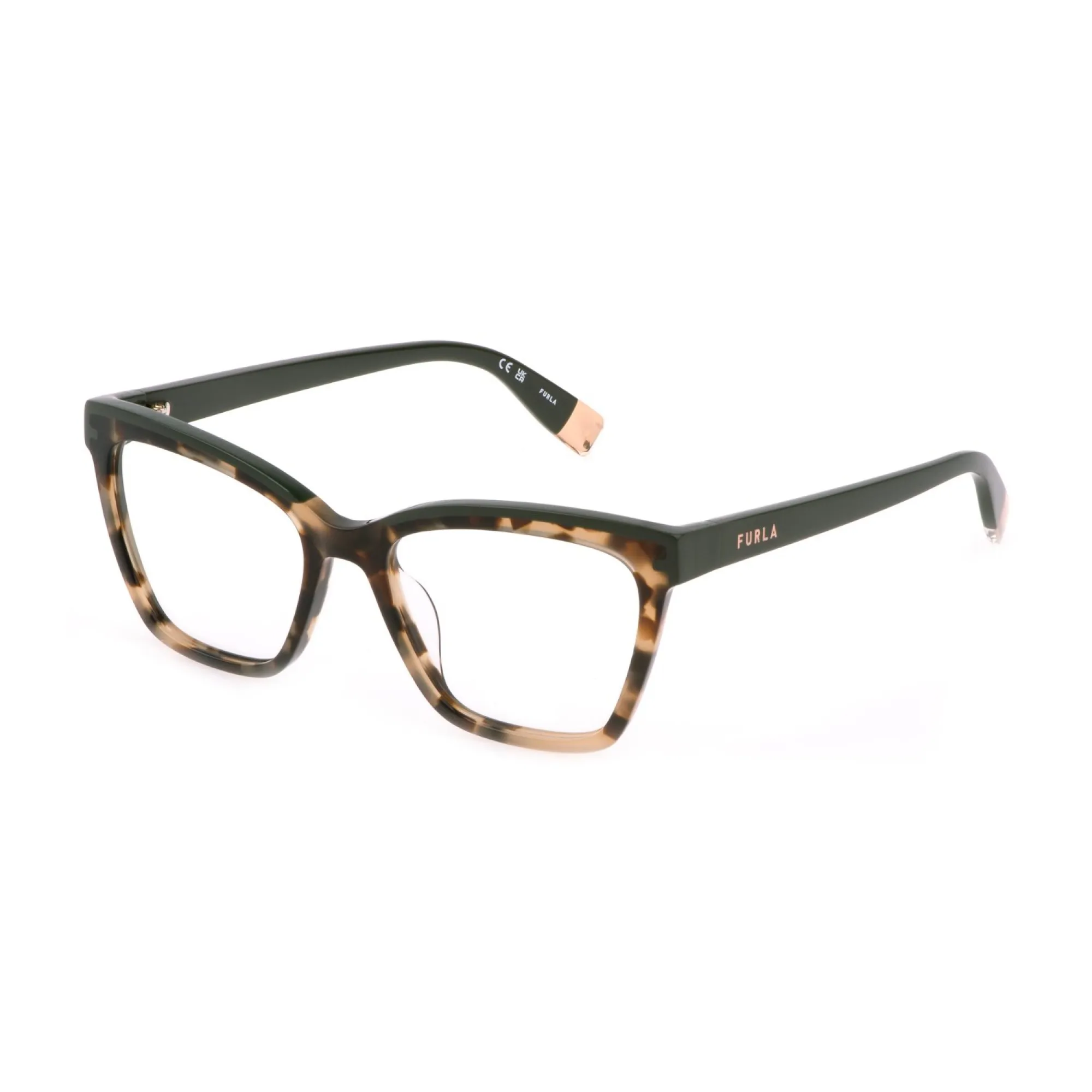   Furla VFU682 - 0801 Giallo Chiaro Avana Maculato Marrone | Occhiale Da Vista Donna 