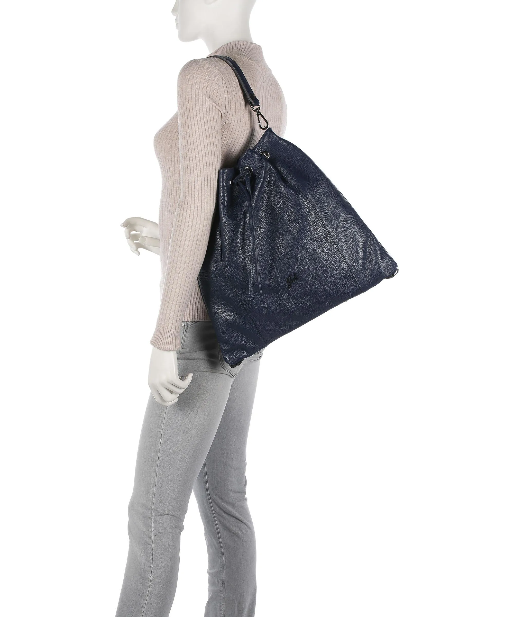  Gabs Icon Black Cleo M Borsa a secchiello pelle di vitello grana blu scuro  