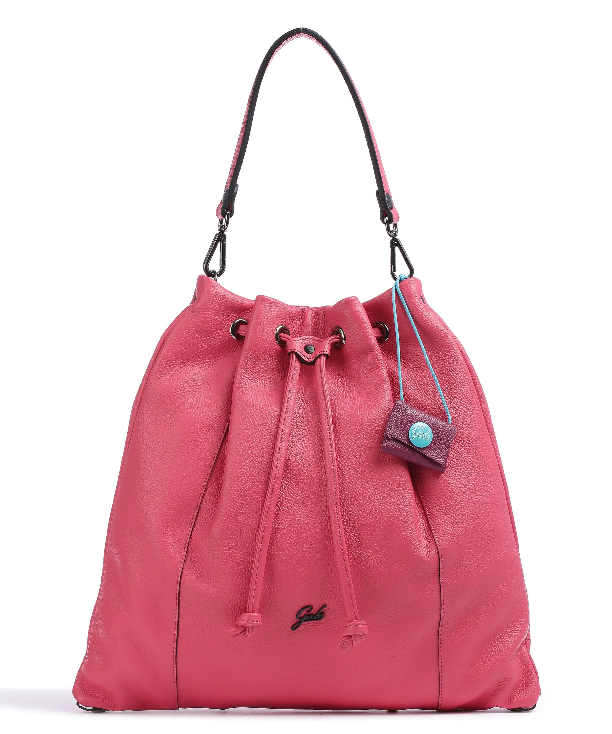  Gabs Icon Black Cleo M Borsa a secchiello pelle di vitello grana fucsia  