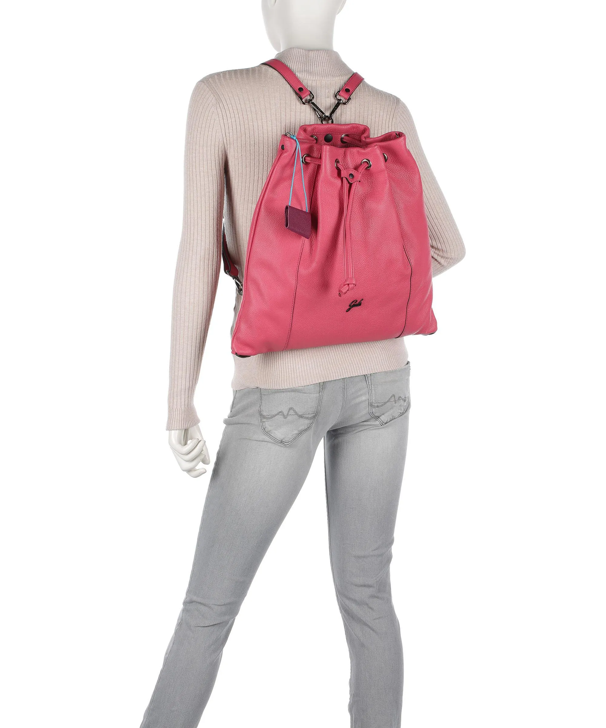  Gabs Icon Black Cleo M Borsa a secchiello pelle di vitello grana fucsia  