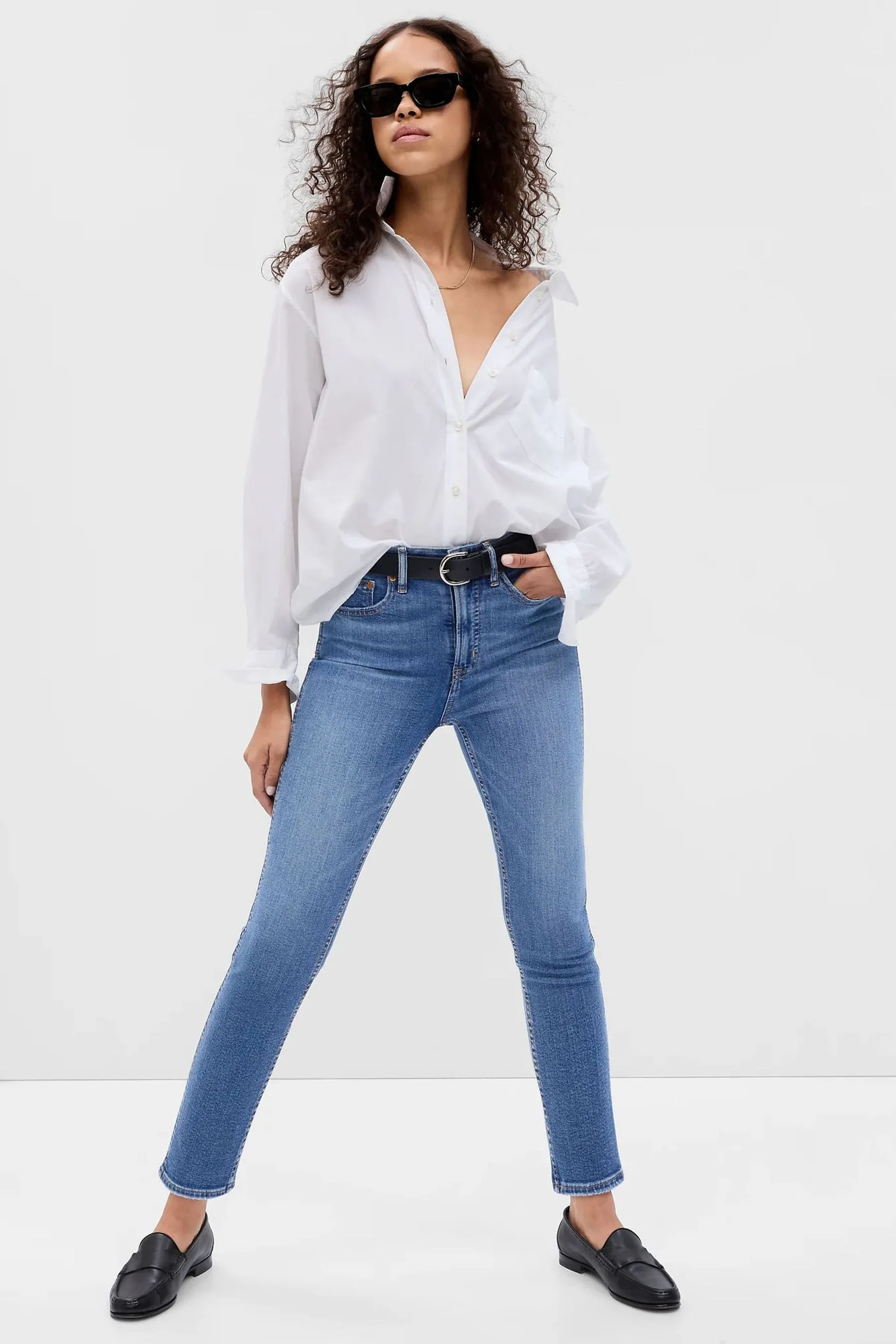 Gap - Jeans a vita alta slim elasticizzata vintage